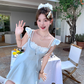 Pure lace small suspender dress two-piece suit women's summer French temperament skirt R4825