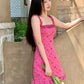 Pink lace suspenders waist slim short skirt homecoming dress R3052