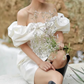 French white one-shoulder simple banquet birthday party short evening dress homecoming dress R2973