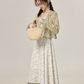 French first love green floral dress beautiful summer holiday dress R1905