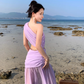 Photo skirt waist-baring one-shoulder dress design seaside atmosphere holiday beach skirt R1592