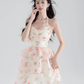 Super fairy new halter neck printed chiffon dress pure summer girl cake skirt fairy skirt female R4112