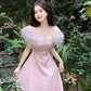 Pink halter neck design cuffs cute slim fit A-line short skirt homecoming dress R4019