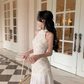 French retro lace dress splicing slim temperament fishtail skirt summer new style R4339