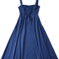 2025 Summer New Blue Slit Sexy Waist Temperament Suspender Dress R0901