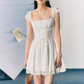 French pure desire style white lace waist slimming suspender dress R3321