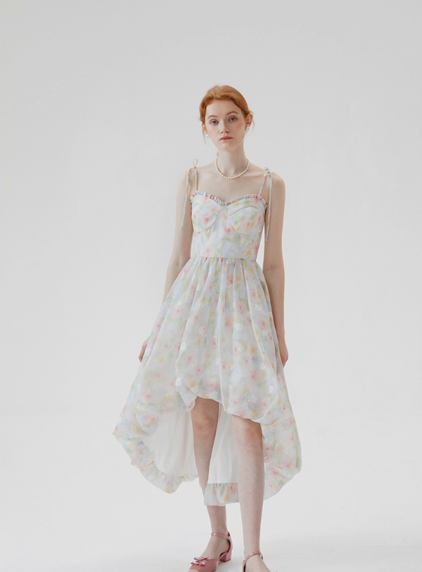 French tea break flower dress holiday floral dress suspender bud dress female summer new style R3488