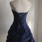 Navy blue tube top waist A-line puffy design skirt short homecoming dress R4152