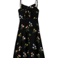 2025 summer new retro black floral waist slim sexy suspender dress R0917
