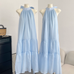Blue sleeveless dress loose and slim 2025 new temperament gentle skirt R2083
