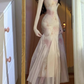 Floral suspender dress, gentle temperament, beautiful waist, slim fit, hip skirt R0588
