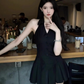 Sweet and spicy design sleeveless halter dress 2025 pure desire waist pleated short skirt R1136