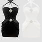 Temperament lady tube top halter neck dress 2025 waist hip skirt R1061