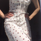 White dress star supermodel same summer strawberry suspender dress R2930