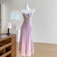 2025 new flower lace mesh fishtail dress medium-length slim hip-wrapped suspender skirt R0280