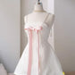 White suspender bow slim fit princess puffy skirt homecoming dress R2559