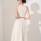 Niche design halter neck dress new summer high-end mid-length French temperament waist skirt R4255