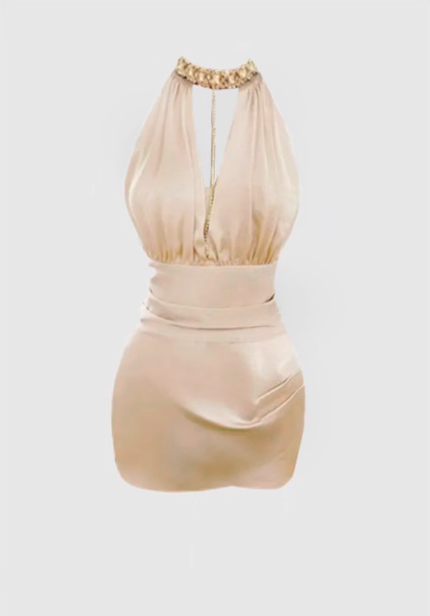 French diamond sleeveless dress 2025 hot girl waist hip skirt R1083