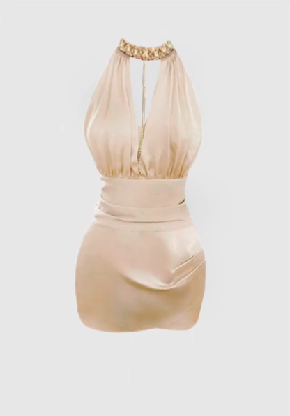 French diamond sleeveless dress 2025 hot girl waist hip skirt R1083