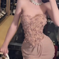 Large size French sexy tube top slim fit top irregular pure desire hip skirt suit R1853