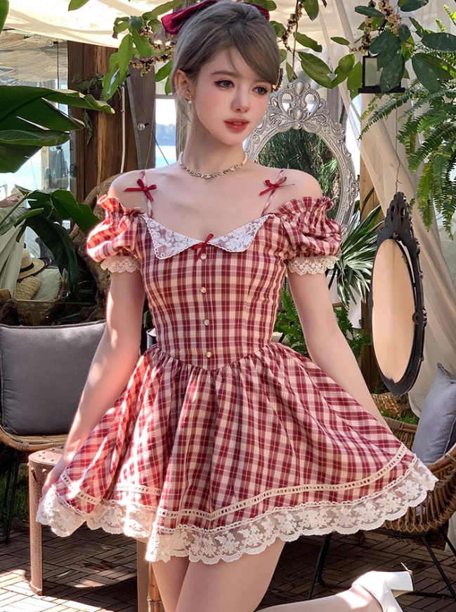 French Bow Lace Beach Resort Dress R4986