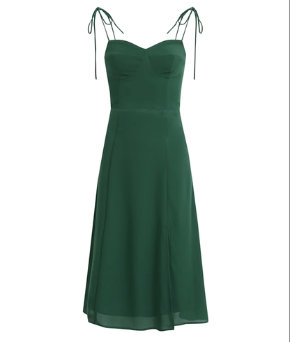 French holiday style long green 2025 new dress with side slit slings R2604