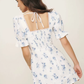 French floral square neck lace small lace retro bow dress R2917