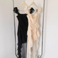 French holiday rose temperament long tail sleeveless atmosphere suspender dress R0297