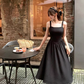 French style black suspender dress for women ballet style birthday dress R3831