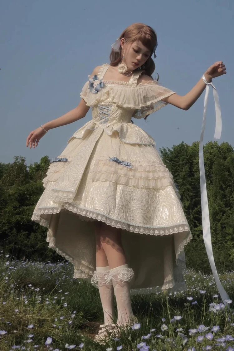 Refined Bow Lace Trim Prom Gown Ivory Women's Corset Maxi Birthday Dress Evening Dress RS3007