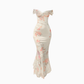 Pure desire style one-shoulder mesh floral dress 2025 atmosphere slim holiday dress R1177