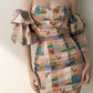 Brown checkered one-shoulder tube top waist slimming hip skirt homecoming dress R3053