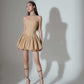 Khaki tube top A-line slim sexy lower body puffy skirt homecoming dress R2422