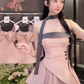 Sweet and spicy irregular tube top 2025 pure desire a-line skirt suit R1040