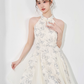 Niche design dress new style for women in summer with slim waist and short halter neck A-line skirt R4417