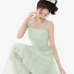 Women's summer suspender dress with ruffled sleeveless niche temperament mid-length skirt R4179