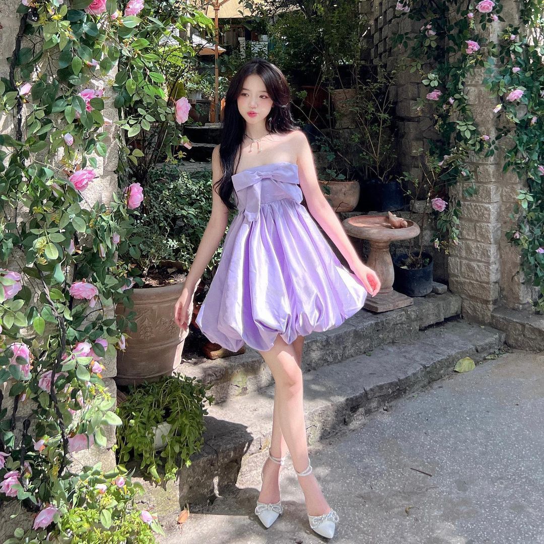 Charming Purple Strapless Bubble Princess Dress Homecoming Dress R3638