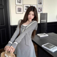 Sweet and spicy navy collar long-sleeved dress 2025 pure desire waist A-line short skirt R1094