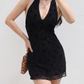 American sexy girl hanging neck camisole dress slimming black mesh short skirt R2872
