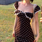 Tea break French retro polka dot dress 2025 new holiday slim temperament long dress R0041