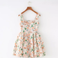 French retro floral big flower slimming waist cinching strapless dress new R2877
