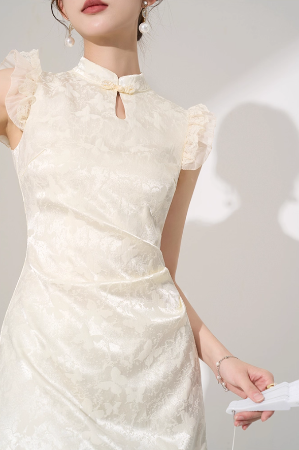 Niche design dress new summer high-end French temperament slimming Chinese style skirt R4219