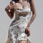 French style fresh girl slim fit and slimming dress, retro waist cinching short skirt dress R2871