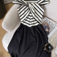 Navy collar gentle style dress women's new black and white waist temperament dress long skirt R3998
