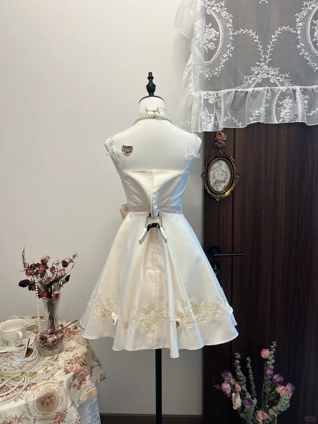White crystal suspenders waist slimming big skirt short skirt homecoming dress R4165