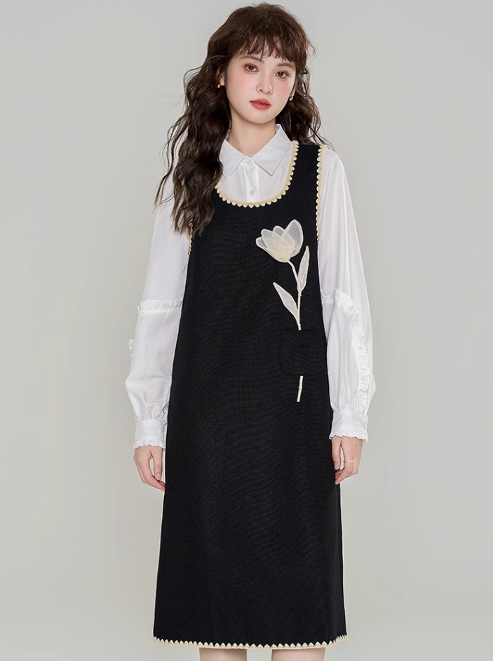 French retro suspender dress new style age-reducing beautiful suit skirt two-piece suit R2361