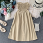 Dress women 2025 new sexy tube top waist off-shoulder solid color mid-length skirt all-match skirt R0367