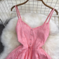 Holiday beach dress gentle retro V-neck waist slimming medium-length A-line embroidered dress R0336