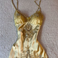Gold Charming Suspender Waist Pattern Design Irregular Skirt Long Dress Prom Dress Homecoming Dress R2960