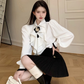 French tea break design shirt top 2025 pure desire sweet pleated skirt suit R1412